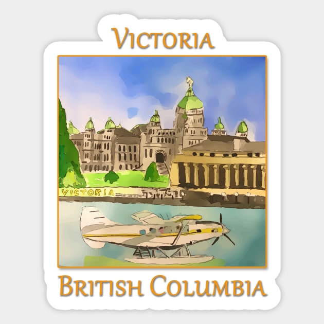 Parliament Building and the Inner Harbour, Victoria British Columbia Canada - WelshDesigns Sticker by WelshDesigns